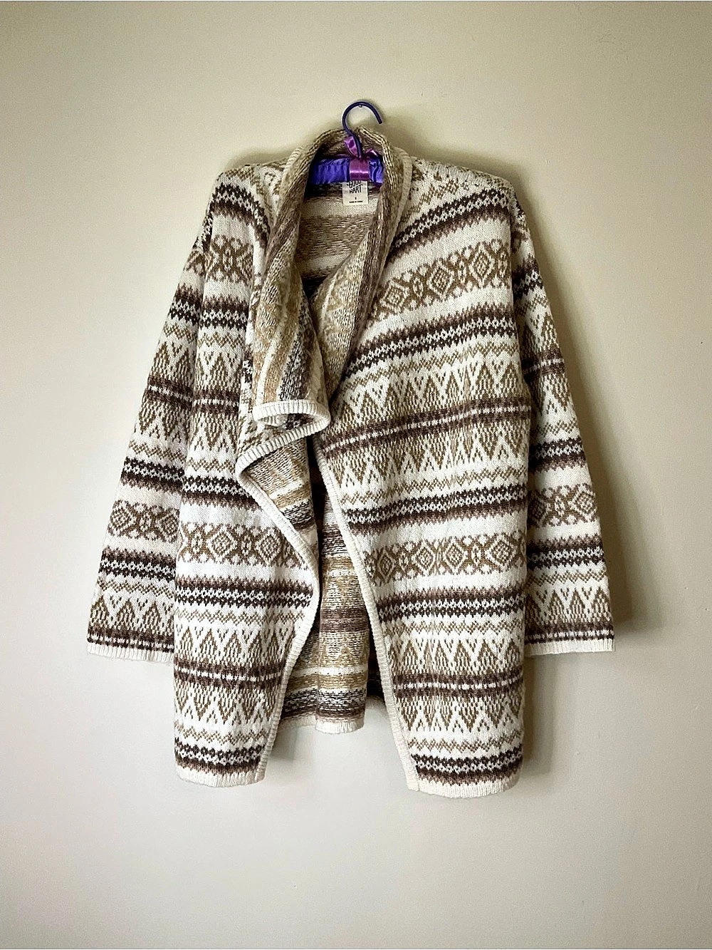 Good hart Fair Isle Cardigan Brown Cream Size Small